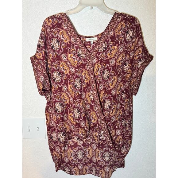 Size XL Printed Max Studio Red Blouse - Picture 1 of 3